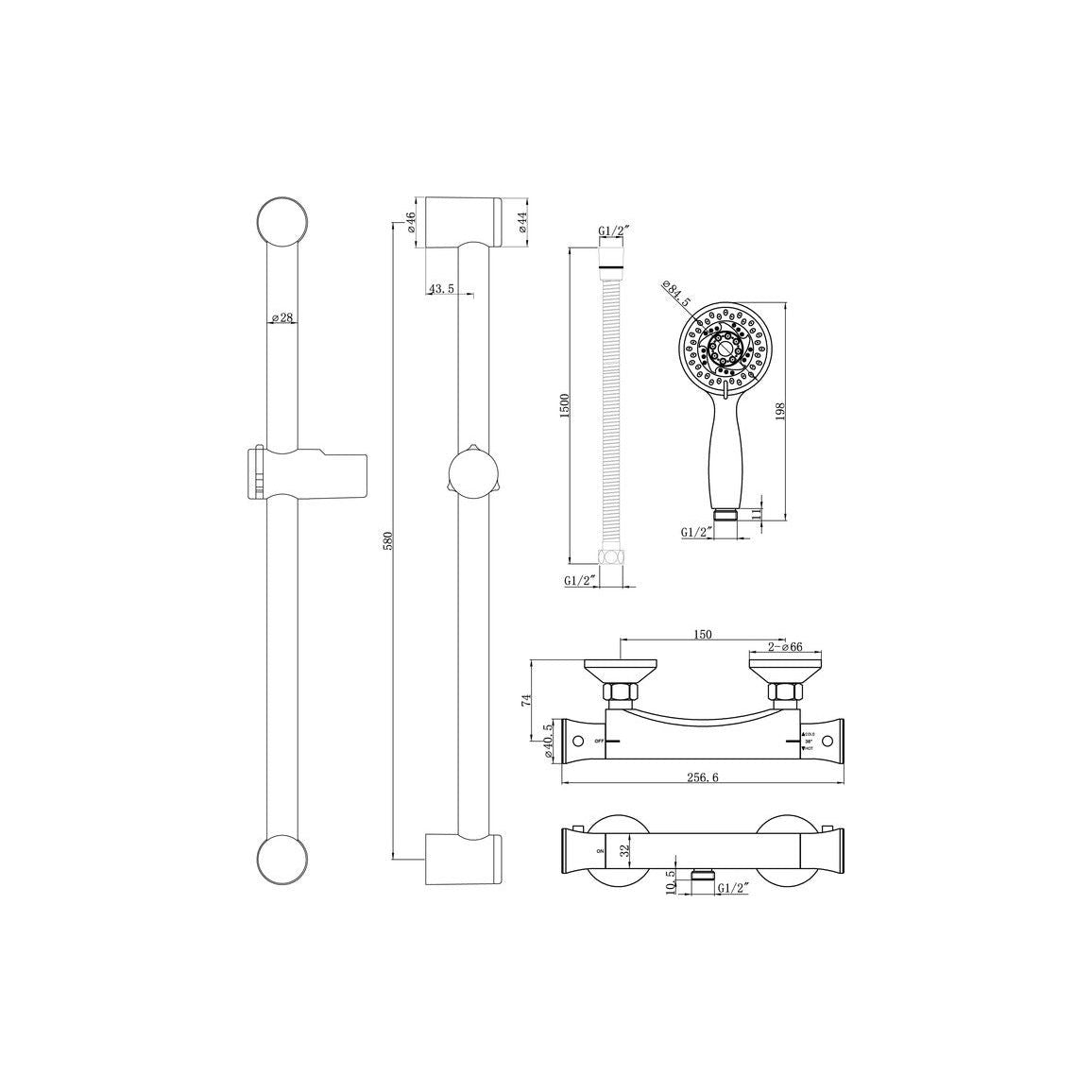 Glebe Low Pressure Thermostatic Bar Mixer Shower