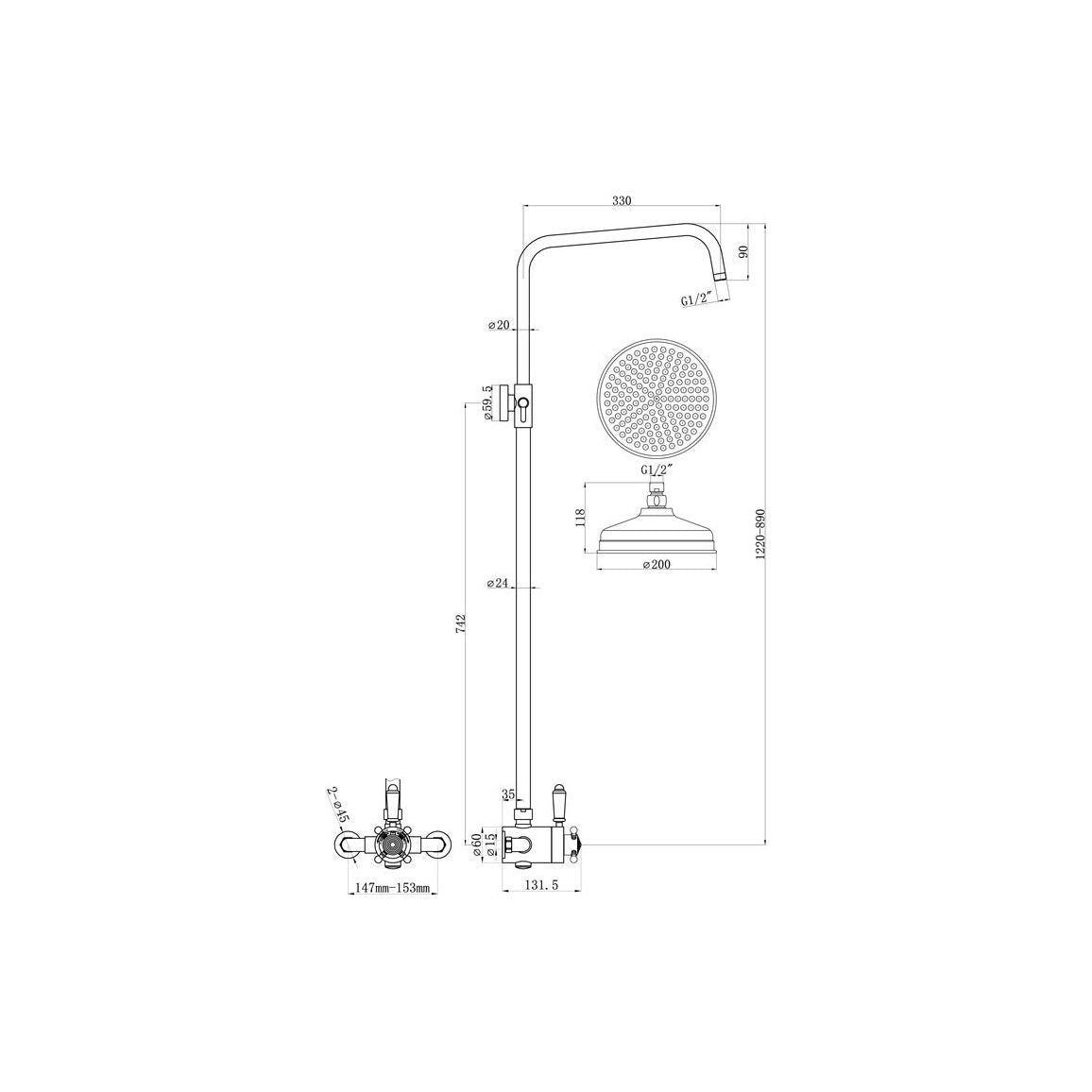 Burchs Shower Pack Two - Concentric Single Outlet Shower Valve & Overhead Kit