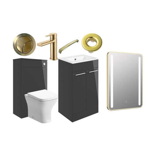 Bateba 510mm F/S Furniture Pack - Anthracite Gloss w/Brushed Brass Finishes