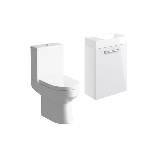 Bateba 410mm W/H Basin Unit & C/C Toilet Pack - White Gloss