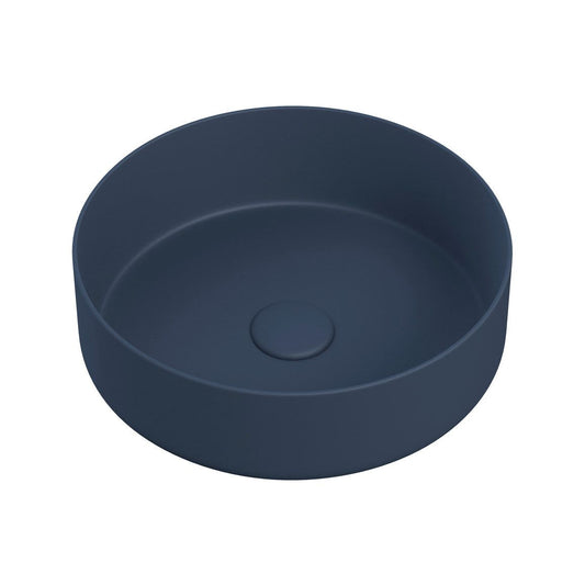 Nanka 355mm Ceramic Round Washbowl & Waste - Matt Deep Blue