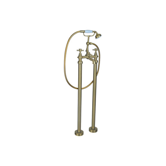 Namdi Floor Standing Bath/Shower Mixer & Shower Kit - Brushed Brass