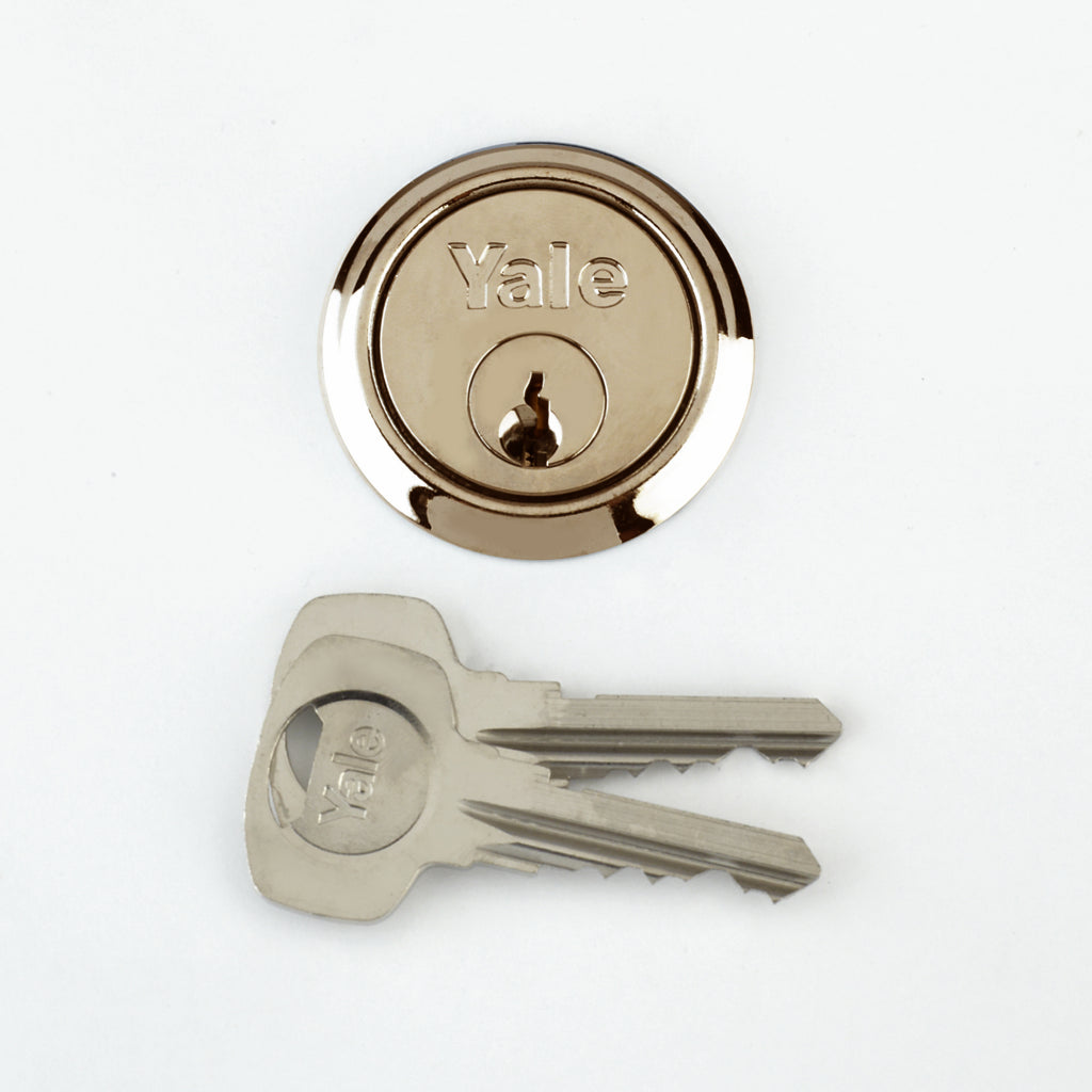 Yale Replacement Rim Cylinder - 4 Key Brass Finish