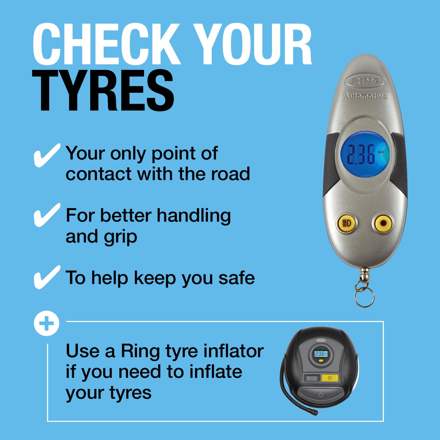 Ring Digital tyre keyring gauge