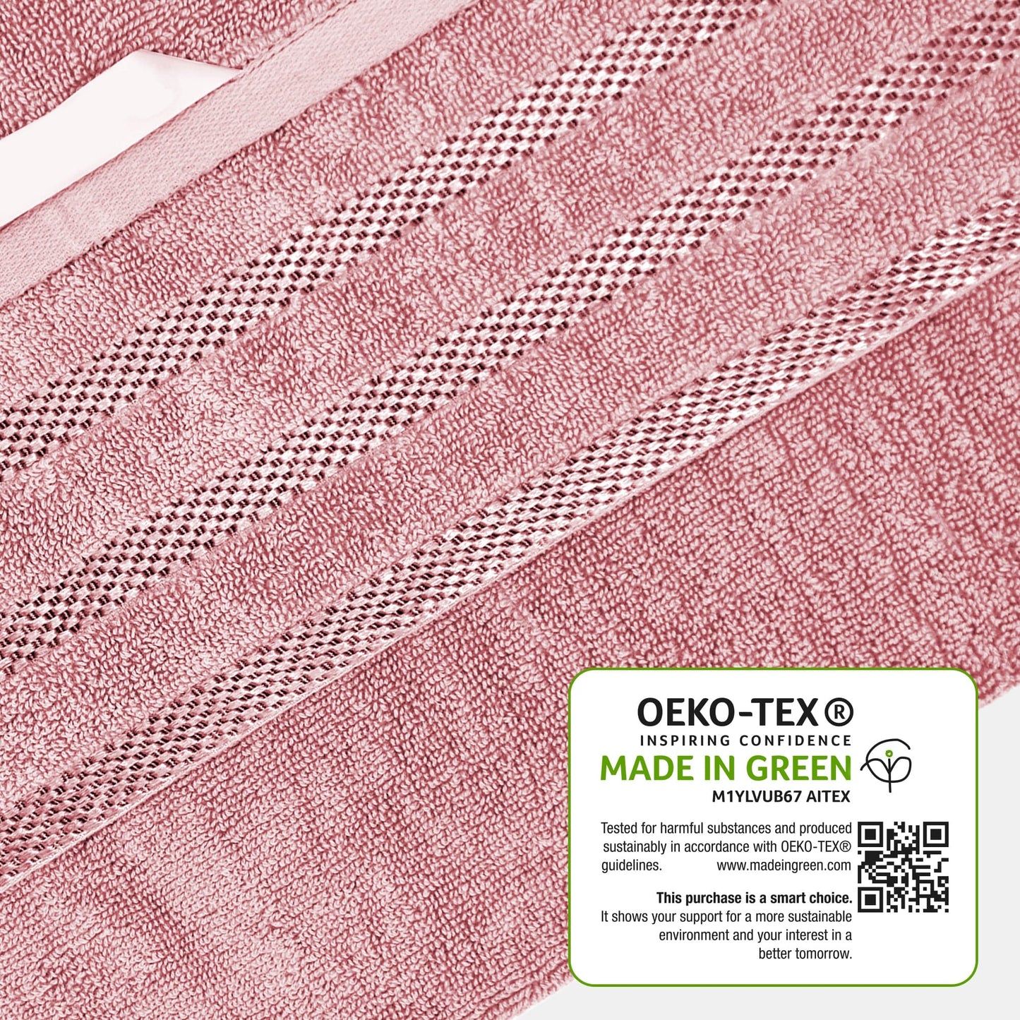 Belmont Viscose Stripe Pink Towels 100% Cotton Hotel Quality Super Absorbent 10 Piece Bale Set, 4 Hand Towel & 12 Face Cloths by OLIVIA ROCCO