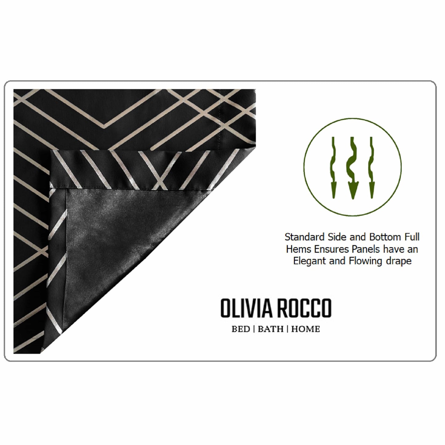 Geometric Black Sparkle Blackout Curtains Soft Thermal Insulated Eyelet Ring Top Living Room & Bedroom Drapes by OLIVIA ROCCO