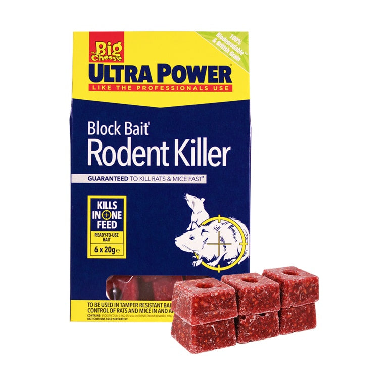 The Big Cheese Ultra Power Block Bait Rat Killer² Station Refills - 6 x 20g blocks