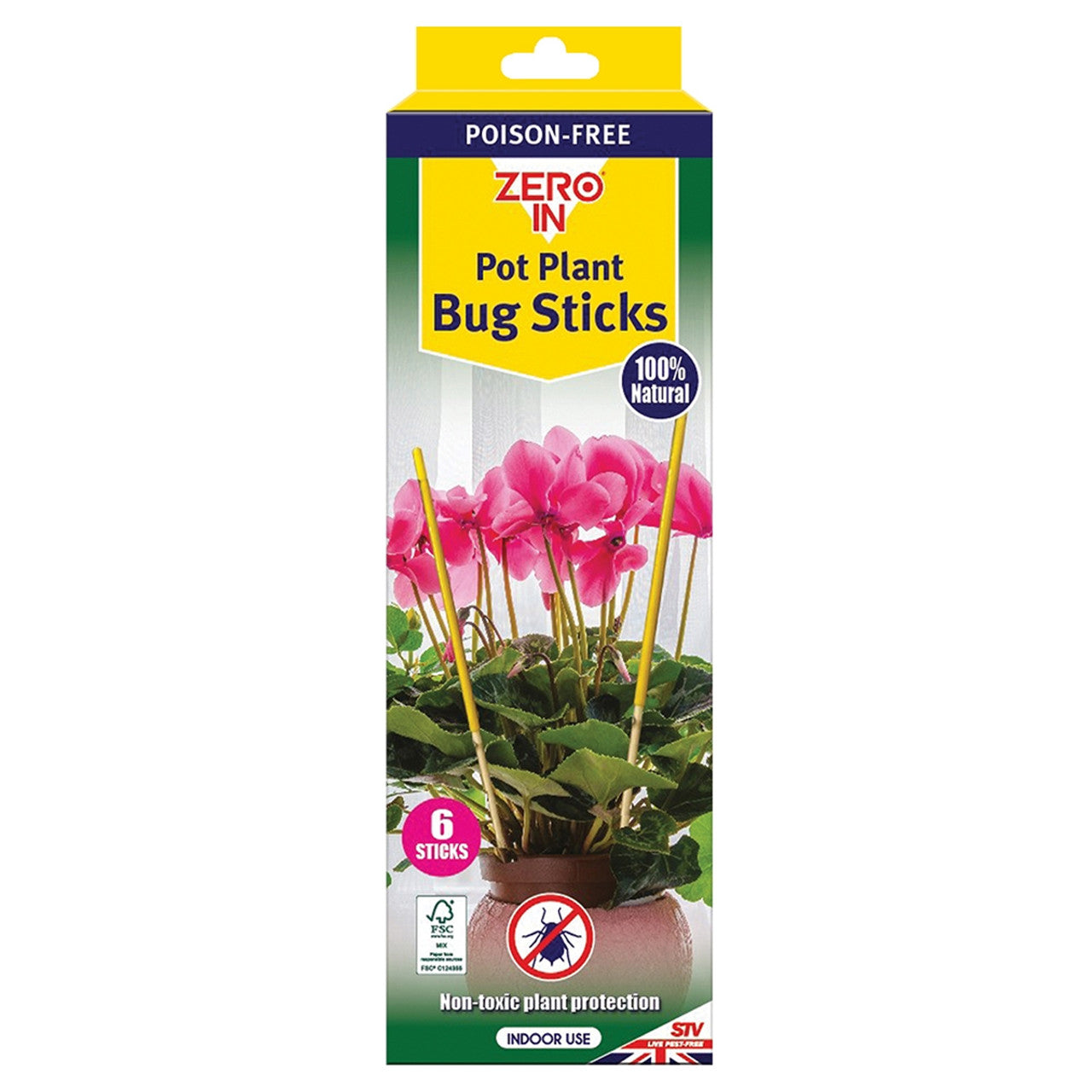 Zero In Pot Plant Insect Sticks - 6 Pack
