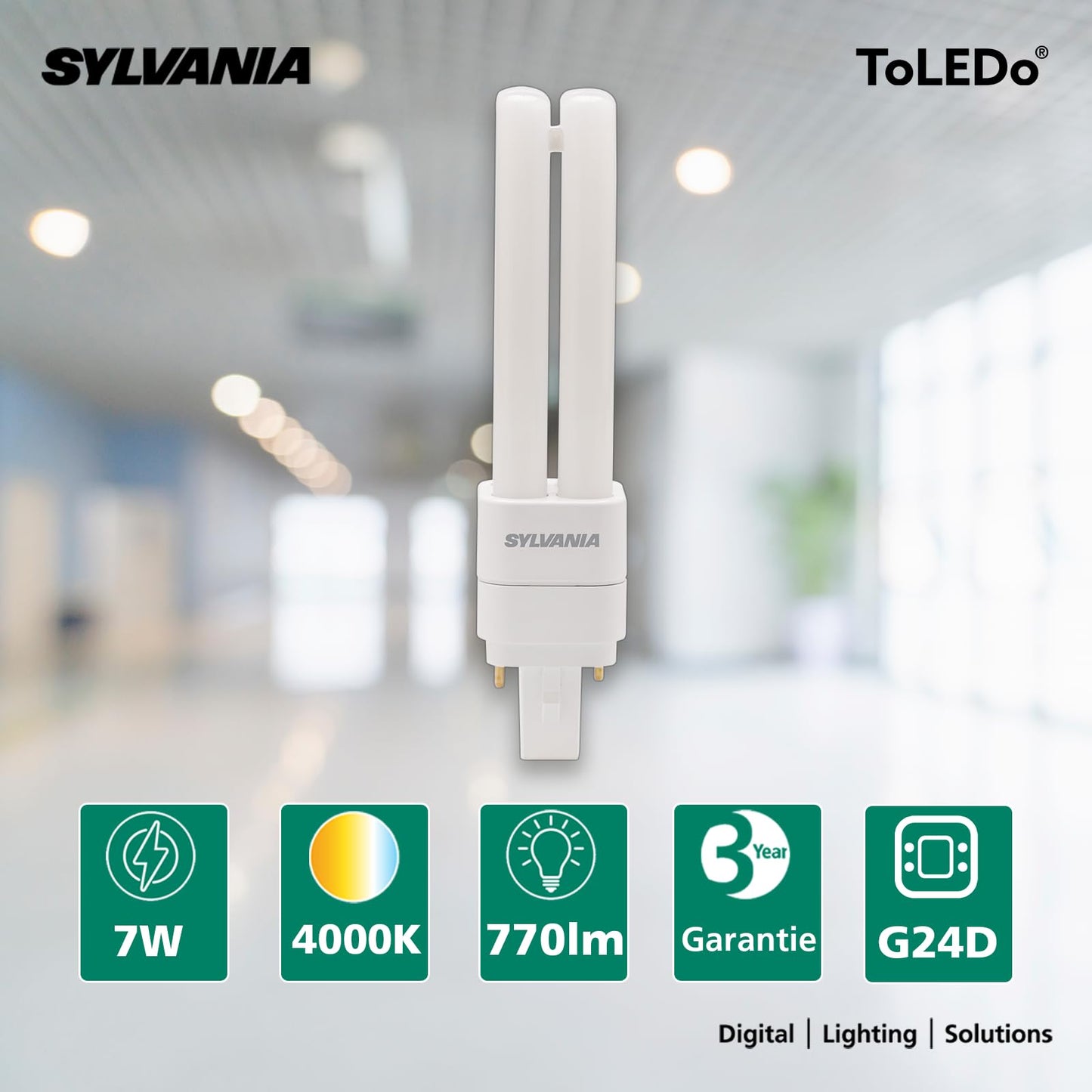 Sylvania Toledo Lynx DE 1100 Lumen G24Q - 4000K, Natural White