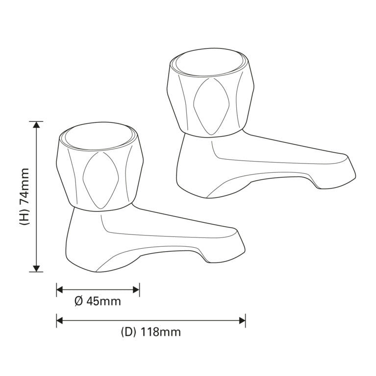 SupaPlumb Jura Basin Taps - H: 74mm D: 118mm Diameter: 45mm