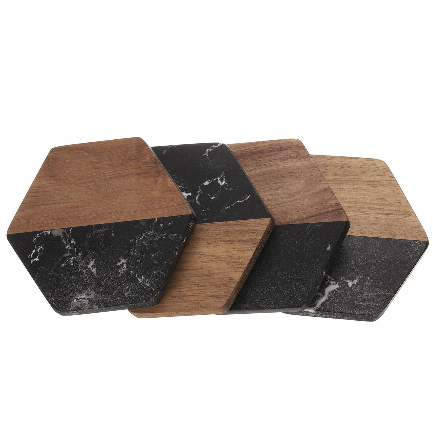 Typhoon Elements Marble & Acacia Coasters – Set of 4