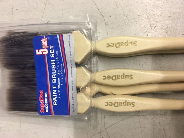 SupaDec Maple Handle Paint Brush Set - Pack of 5