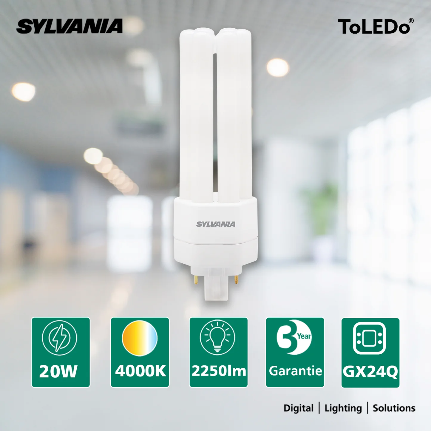 Sylvania Toledo Lynx TE 2250 Lumen GX24Q – 4000K Neutral White