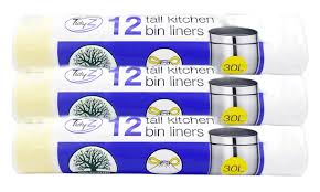 Tidyz Tall Kitchen Drawstring Bin Liners 30L Pack 12I