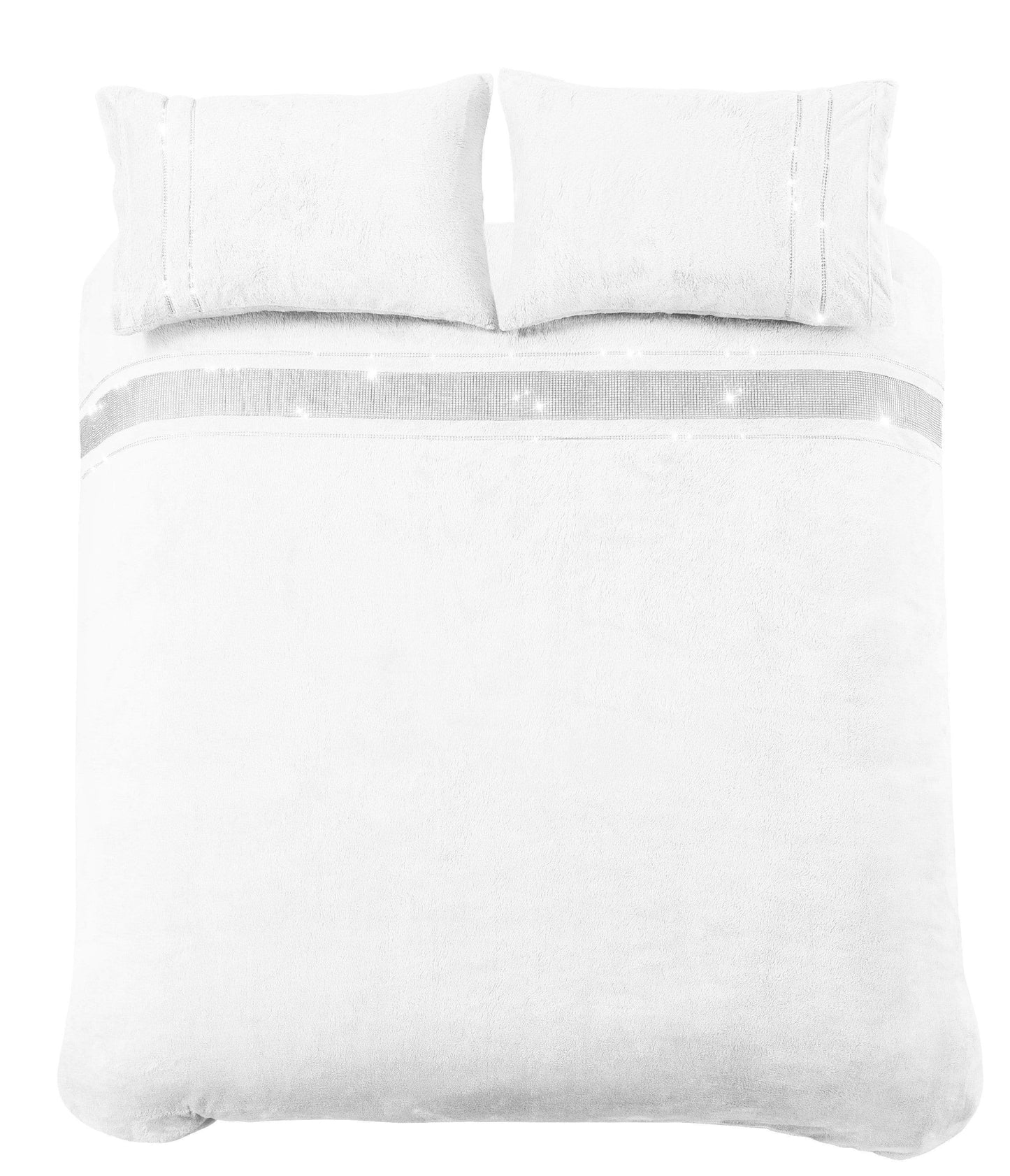 Paris Glitz Teddy Fleece Duvet Set Luxurious Handwoven Diamante Detailing Super Soft Faux Fur OEKO-TEX Certified Multiple Sizes Available by OLIVIA ROCCO