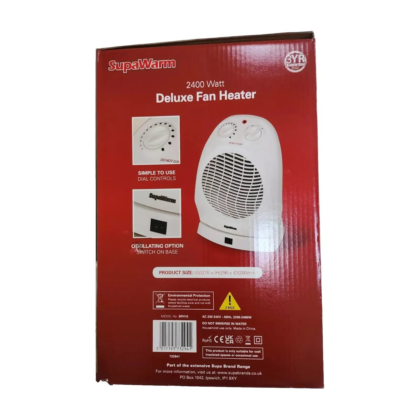 SupaWarm Deluxe Oscillating Fan Heater -2400W