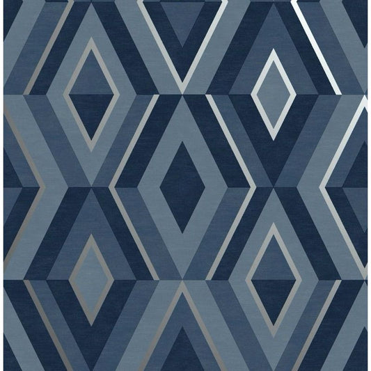 Fine Decor Shard Geo Blue / Silver Wallpaper (FD42608)