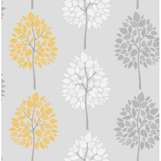 Fine Decor Riva Floral Grey/Yellow Wallpaper (FD41594)