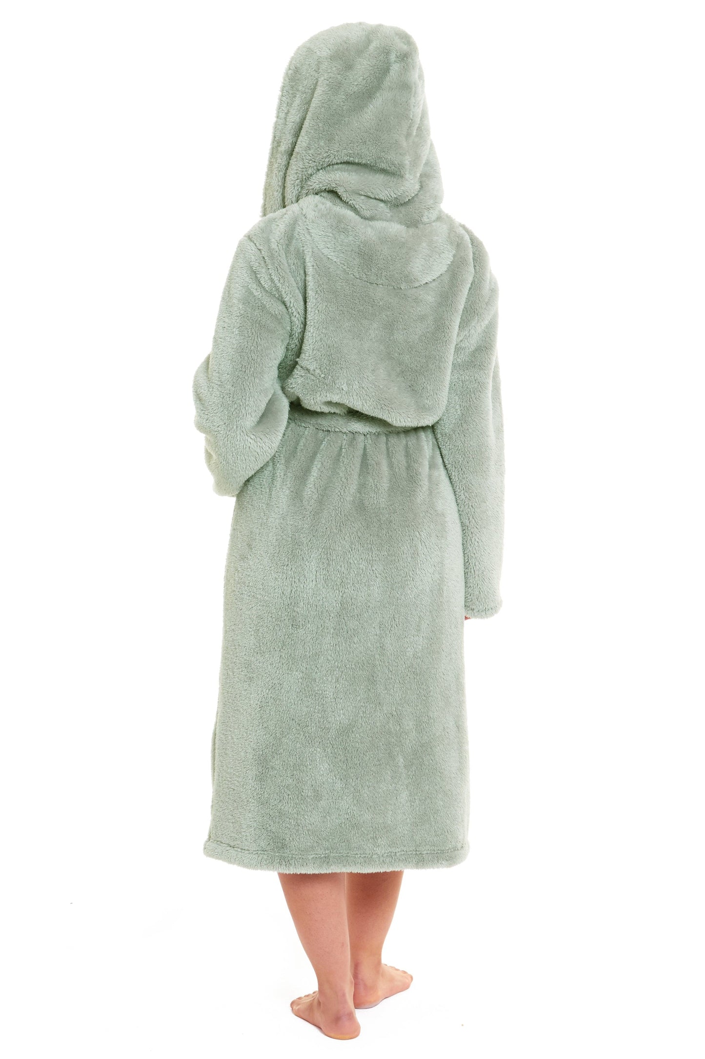 Sage Green Super-Soft Fleece Dressing Gown for Women Extra-Long Velvet Touch Ladies Robe Ultimate Comfort Multiple Sizes UK 8-22 by Daisy Dreamer