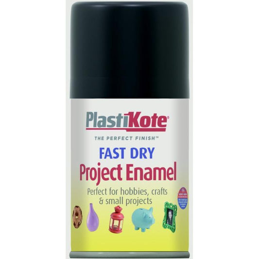 PlastiKote Fast Dry Enamel Aerosol Paint Flat Black - 100ml