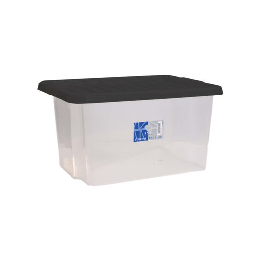 TML Storage Box & Black Lid 35L Clear
