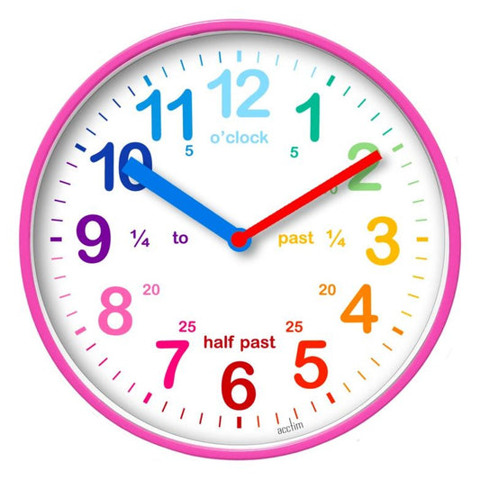 Acctim Wickford Kids Time Teach Clock 20cm Pink