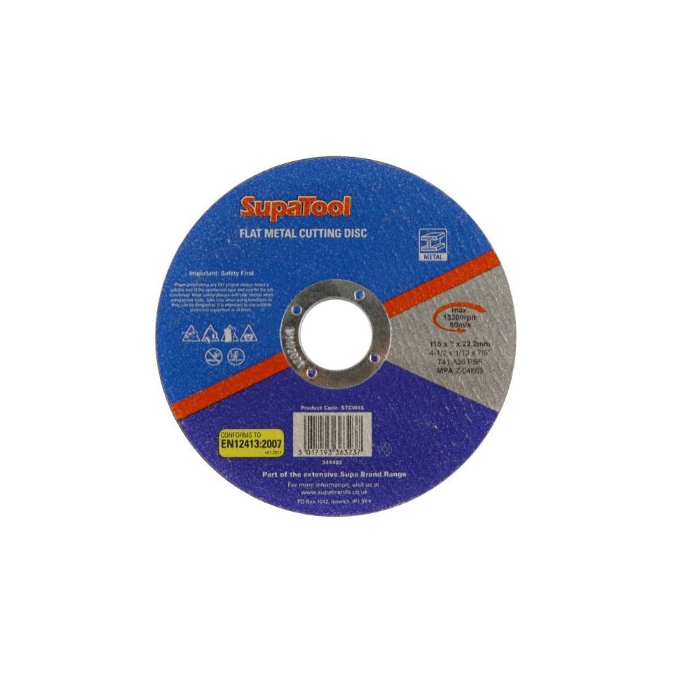 SupaTool Flat Metal Cutting Disc 115mmx2mm