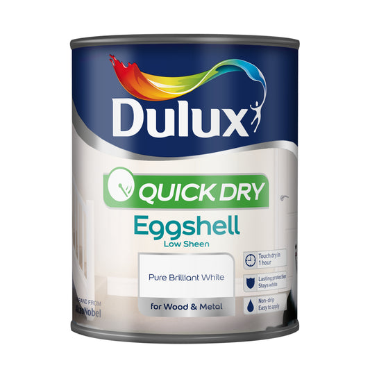 Dulux Quick Dry Eggshell 750ml Pure Brilliant White