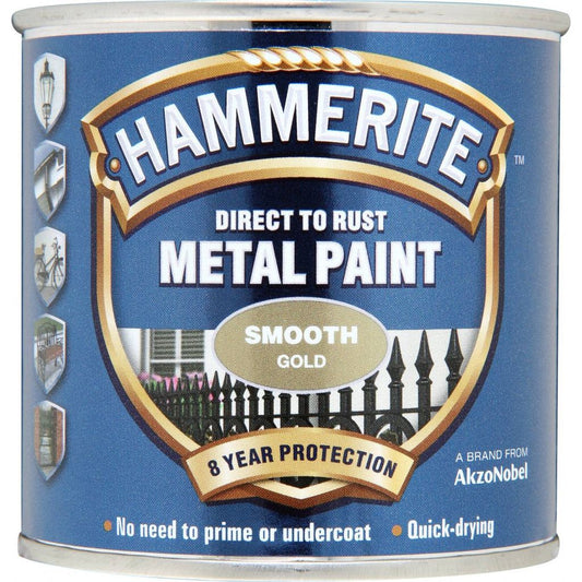 Hammerite Metal Paint Smooth 250ml Gold