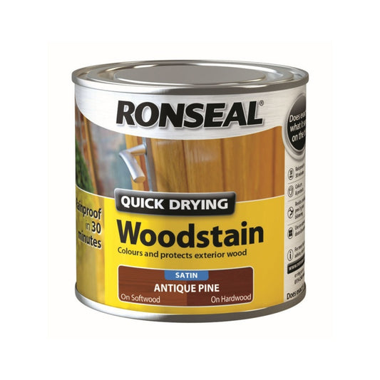 Ronseal Quick Drying Woodstain Satin 250ml Antique Pine