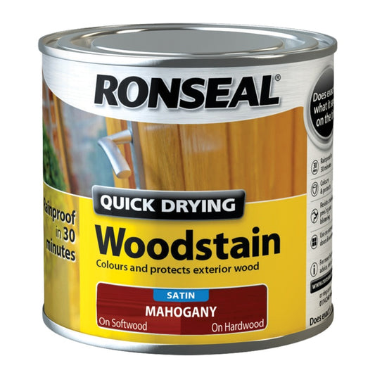 Ronseal Quick Drying Woodstain Satin 250ml Mahogany