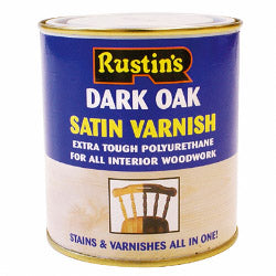 Rustins Polyurethane Satin Varnish 500ml Dark Oak