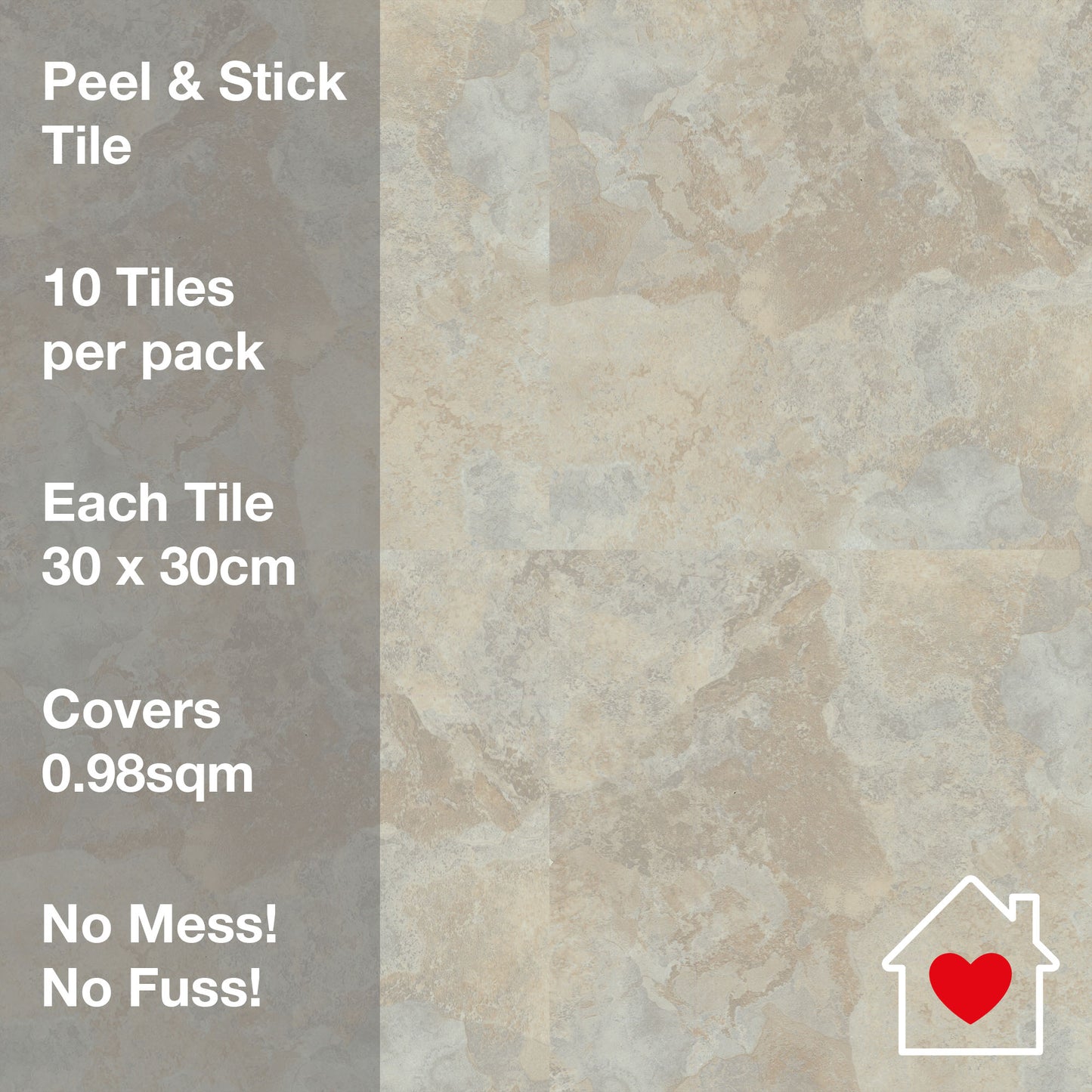 Artifix Floor Tile Stone 30.5x30.5cm Natural (10 Tiles Per Pack)