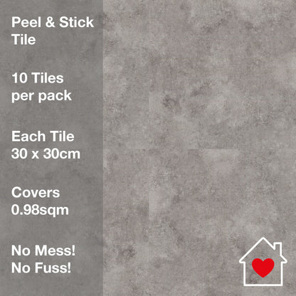 Artifix Floor Tile Textured Plain 30.5x30.5cm Grey (10 Tiles Per Pack)