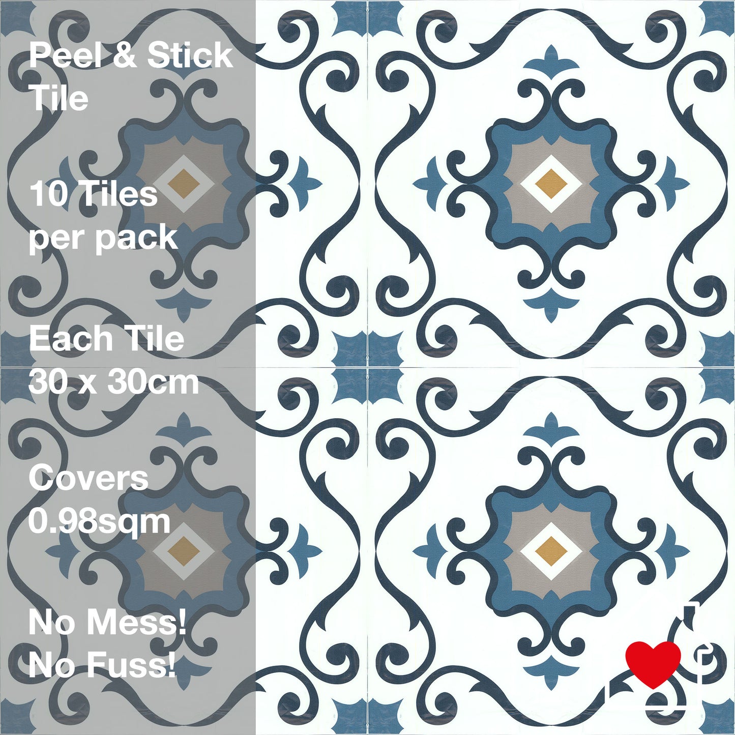 Artifix Floor Tile Motif 30.5x30.5cm Blue (10 Tiles Per Pack)