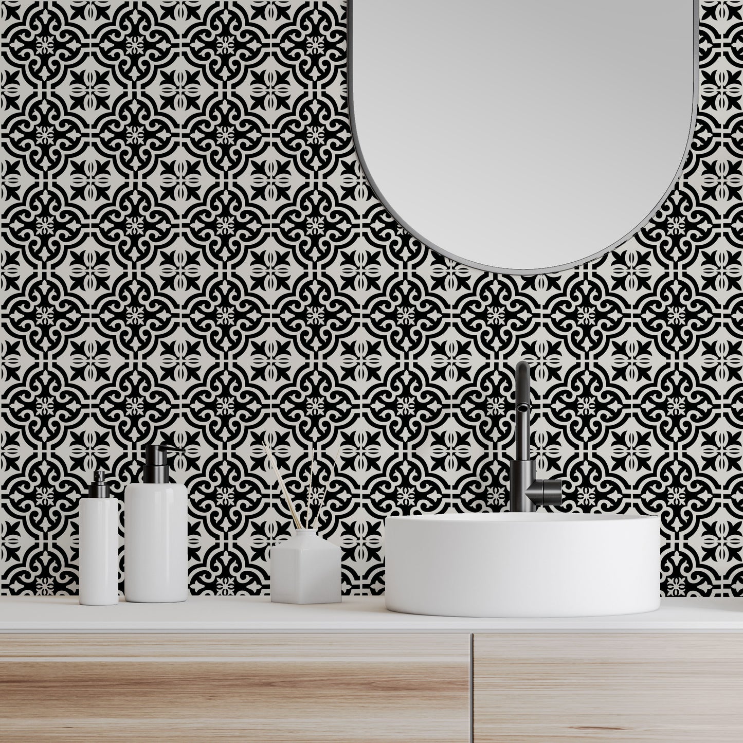 Artifix Wall Tile Motif 30.5x30.5cm Black (5 Tiles Per Pack)