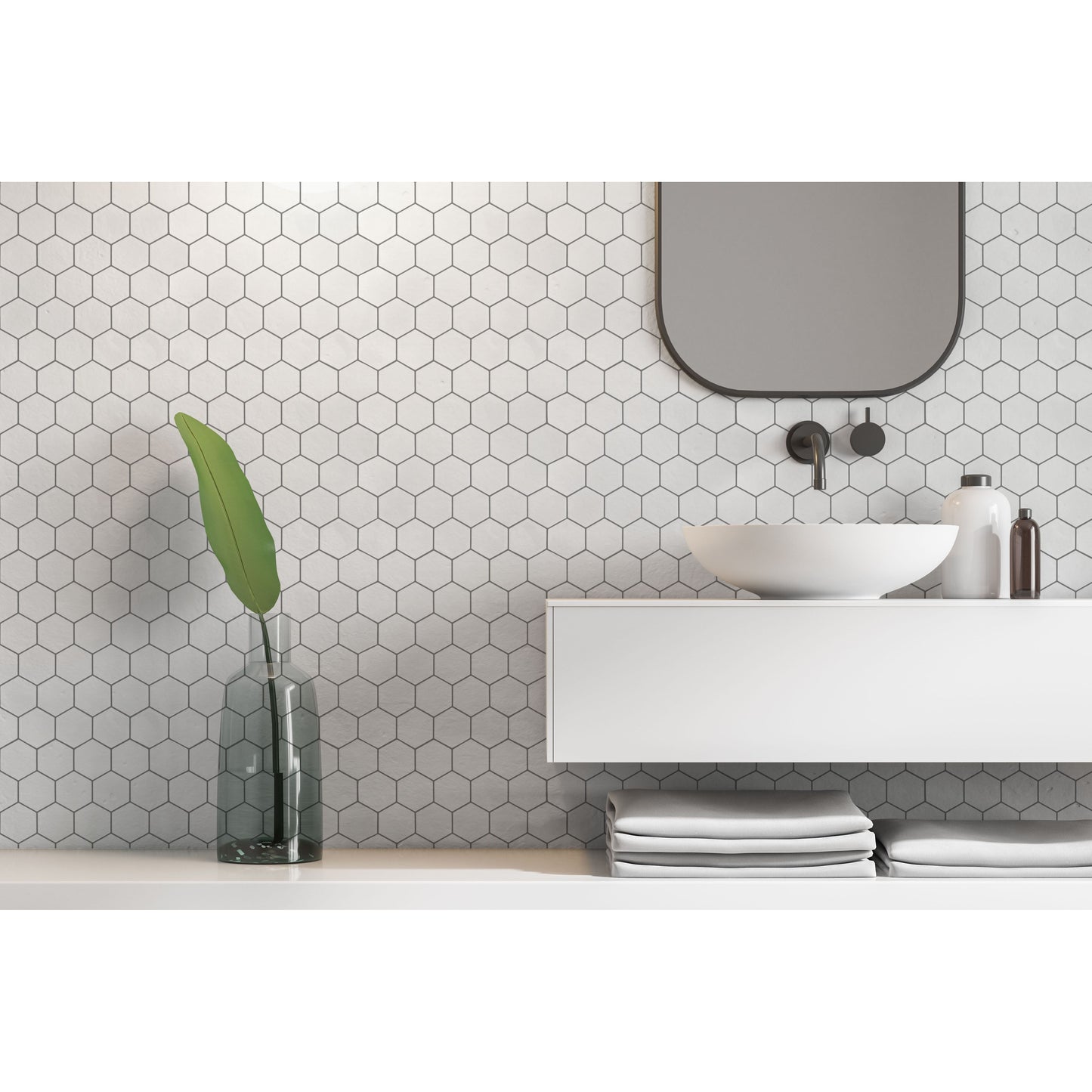 Artifix Wall Tile Hexagon 30.5x30.5cm White (5 Tiles Per Pack)