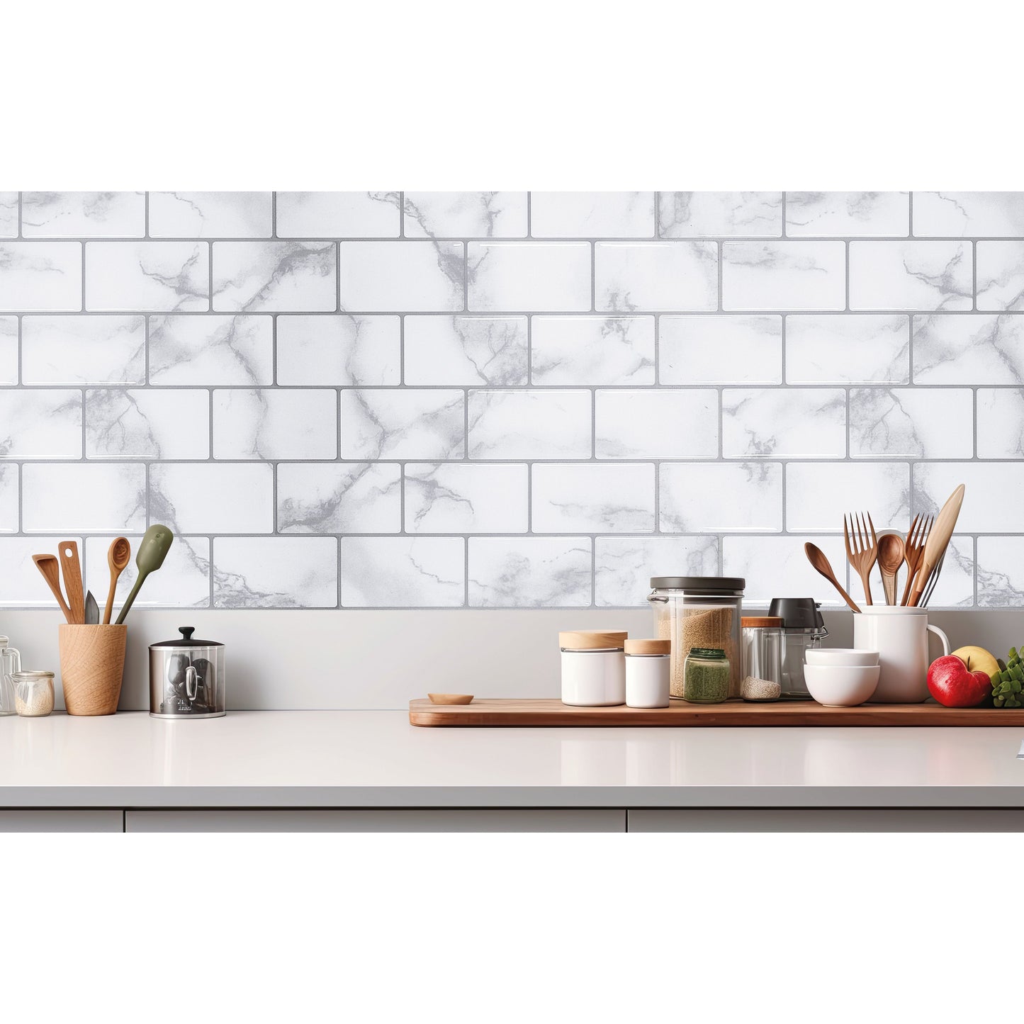 Artifix Wall Tile Marble Brick 30.5x30.5cm Grey (5 Tiles Per Pack)