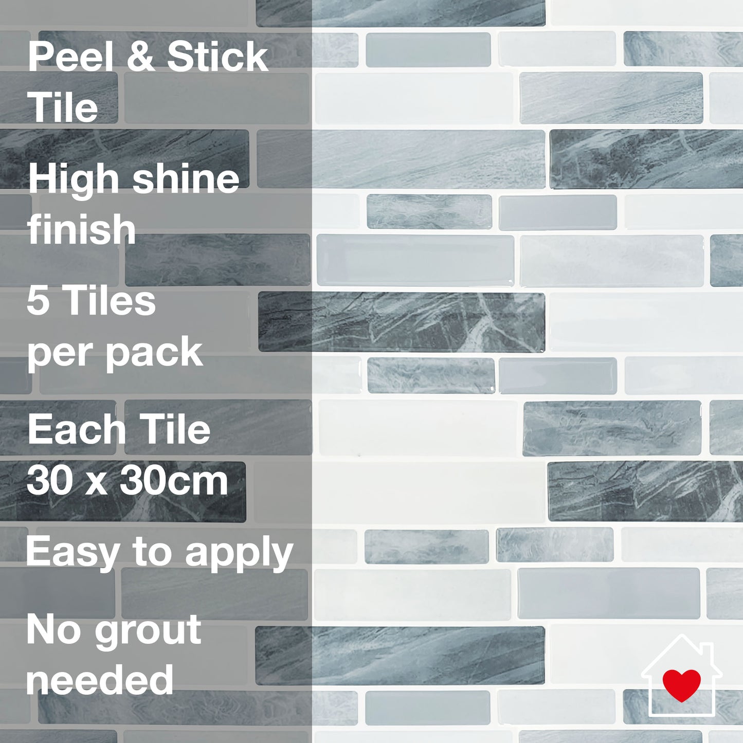 Artifix Wall Tile Slate 30.5x30.5cm Grey (5 Tiles Per Pack)