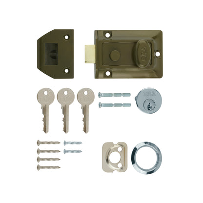 Era Traditional Door Lock 60mm Finish: Green Body - Brass Cylinder