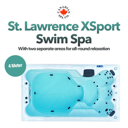 Canadian Spa 2025 13ft Swim Spa 15HP-Jet, 3-Person - St Lawrence Sport 390 x 226 x H120 cm
