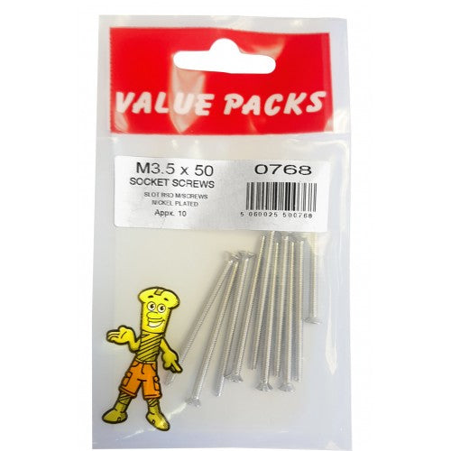 Fast Pak M3.5 X 50 NICKEL  SLOT SOCKET SCREWS