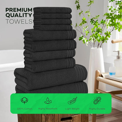 10 Piece Monaco Luxury Egyptian Cotton Towel Set 500 GSM with 4 Face Towels 4 Hand Towels 2 Bath Towels for Bathroom by OLIVIA ROCCO