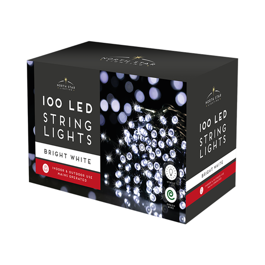 100 Led Mains Operated Christmas Lights - Bright White