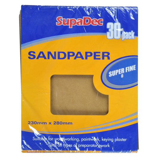 SupaDec General Purpose Sandpaper Pack 30 Super Fine 0