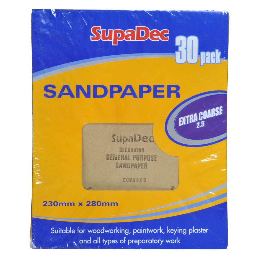 SupaDec General Purpose Sandpaper Pack 30 Extra Coarse 2.5