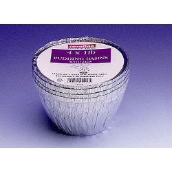 Caroline Foil Pudding Bassins avec couvercles 1 lb 4 Pack