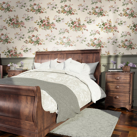 Laura Ashley Rosemore Pale Sable Wallpaper  (114897)