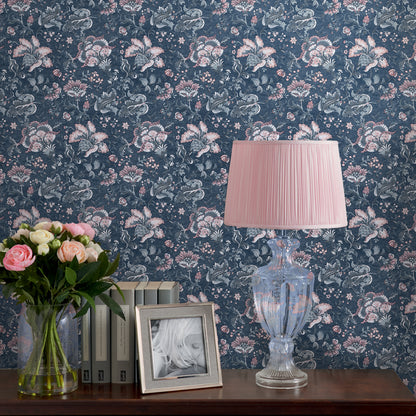 Laura Ashley Portia Dark Seaspray Wallpaper (114908)