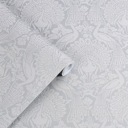 Laura Ashley Peacock Damask Pale Slate Wallpaper (114911)